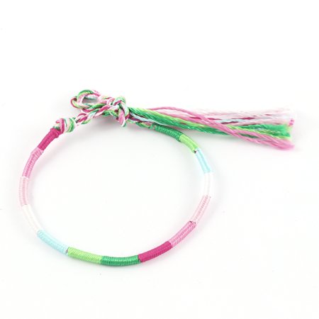 Lady Multicolor Hand Braided Knot Nylon Charm Wrist Bracelet