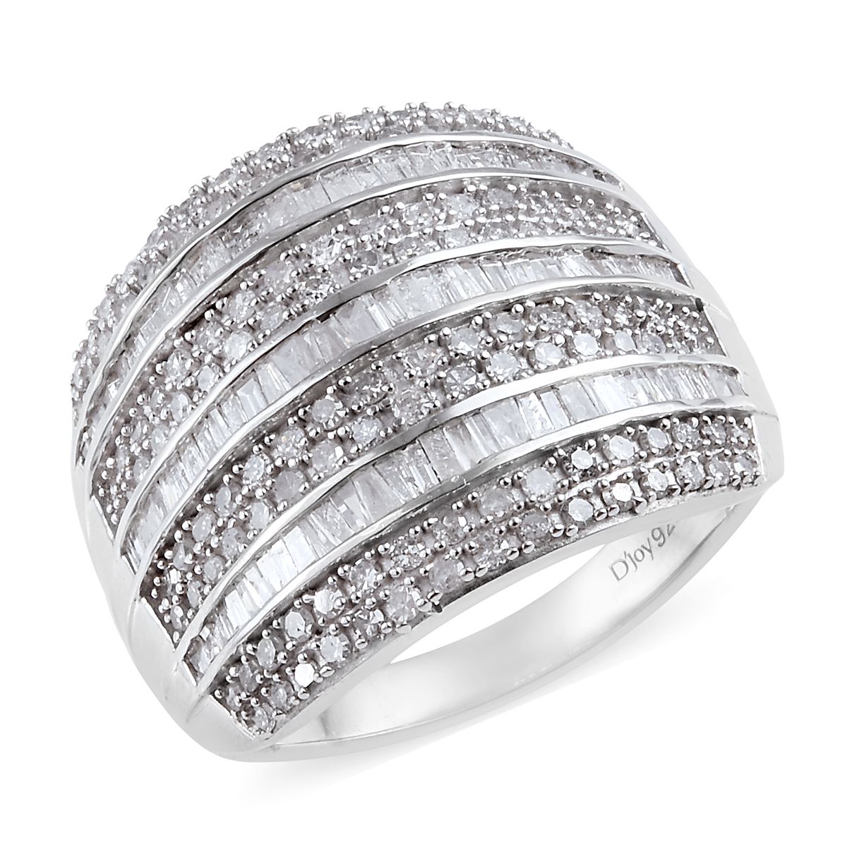 925 Sterling Silver Platinum Plated Baguette Diamond Cluster Ring Jewelry for Women Size 10 Ct 0.5 H-I Color I3 Mothers Day Gifts