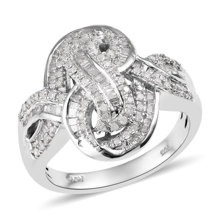 925 Sterling Silver Platinum Plated Baguette Diamond Cluster Ring Jewelry for Women Ct 0.5 H-I Color I3