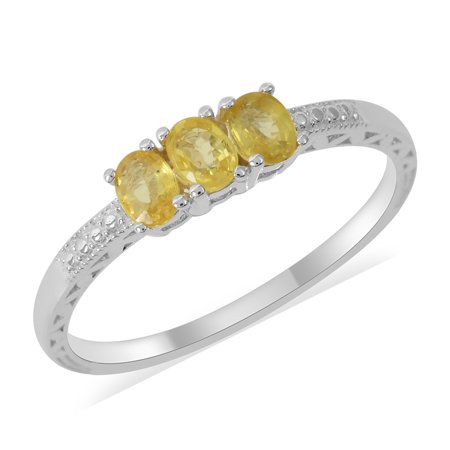 925 Sterling Silver Oval Yellow Sapphire Statement Ring Jewelry for Women Ct 0.5