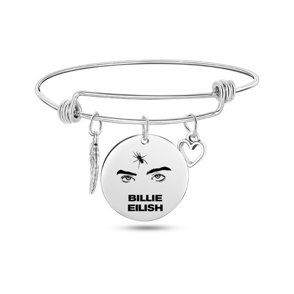 Blohsh Printed Stainless Steel Charm Bracelets for Women Girls Souvenir Jewelry Gifts