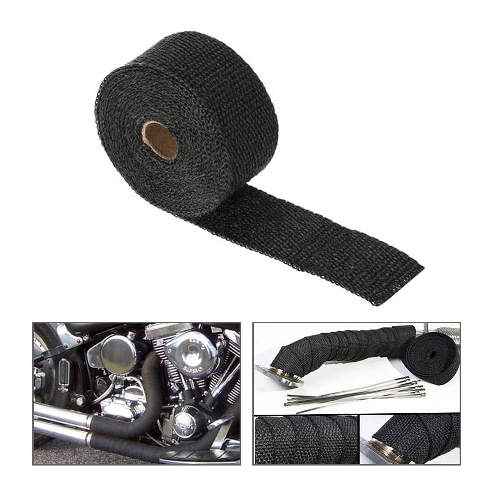 0.5/1/3/5m Fiberglass Heat Exhaust Wrap Roll Motorcycle Car Heat Insulated Wrap Turbo Intake Manifold Heat Wrap Durable Heat Shield Tape