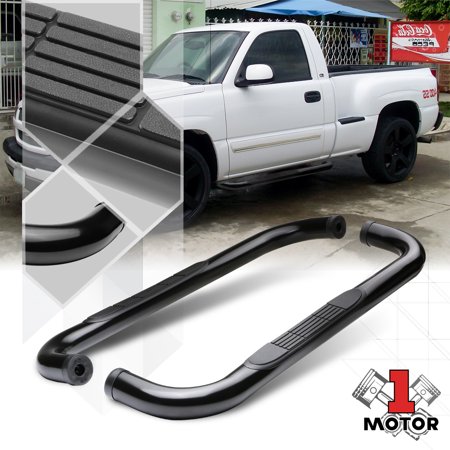 Black 3  Round Side Step Nerf Bar for 99-19 Chevy Silverado/Sierra Standard Cab 00 01 02 03 04 05 06 07 08 09 10 11 12 13 14 15 16 17 18
