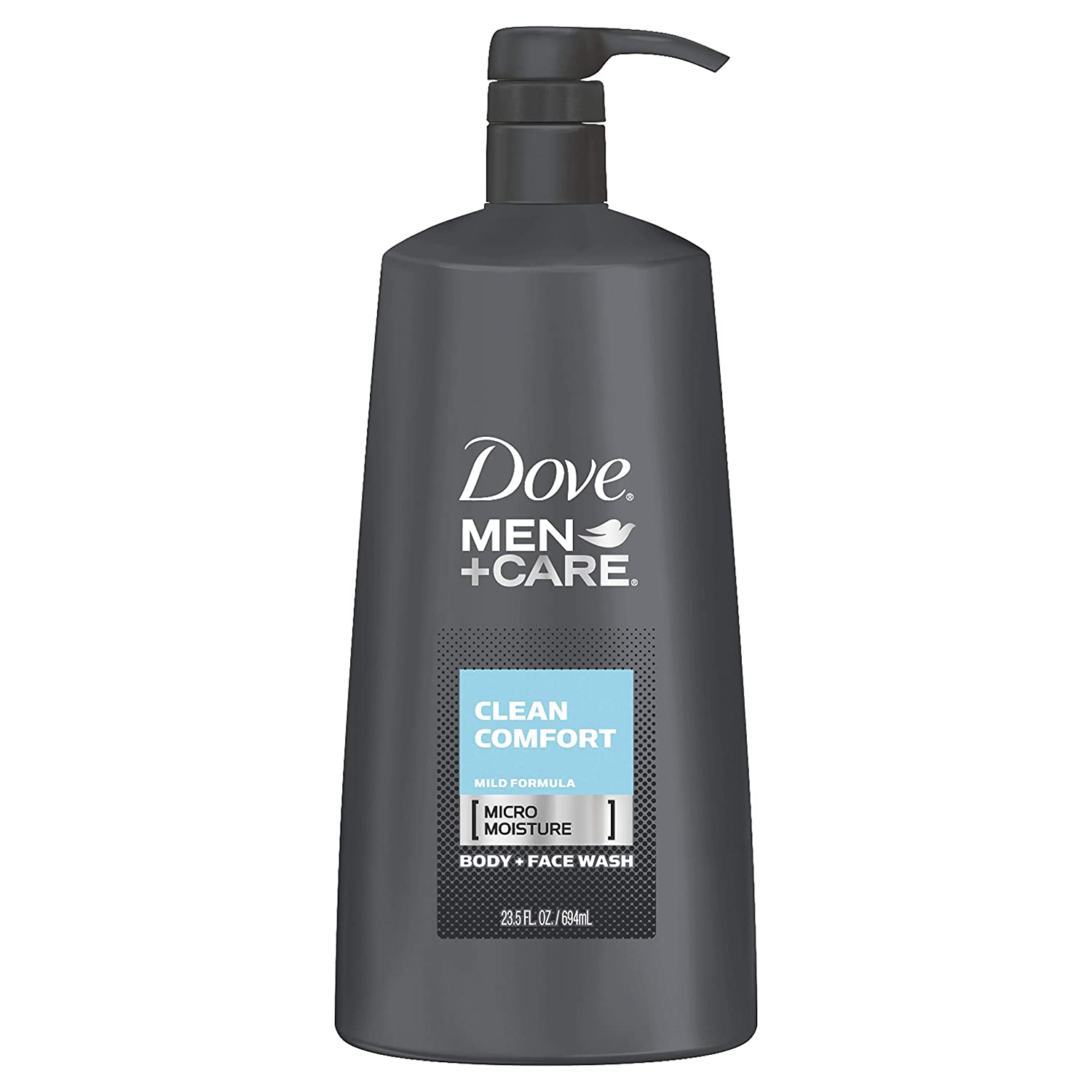 Dove Men+Care Body and Face Wash Pump for Healthier and Stronger Skin Clean Comfort More Moisturizing Than Typical Bodywash 23.5 Oz (4pack)