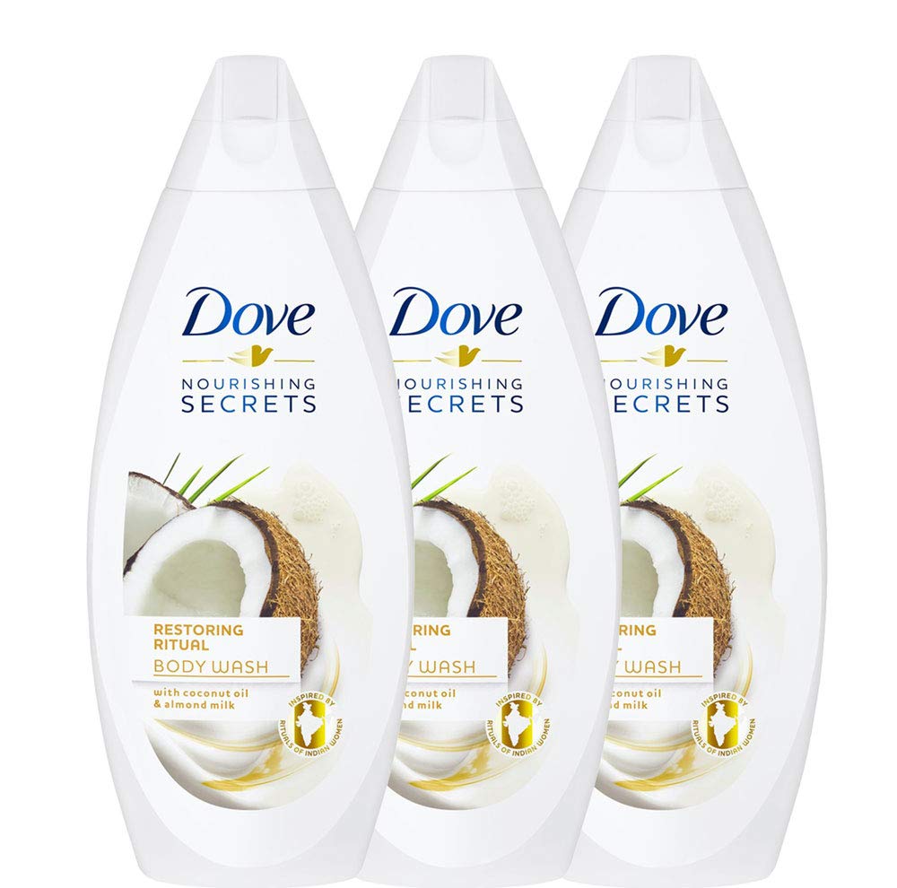 (3-Pack) Dove Restoring Ritual Body Wash Coconut Oil Almond Milk Shower Gel 16.9oz