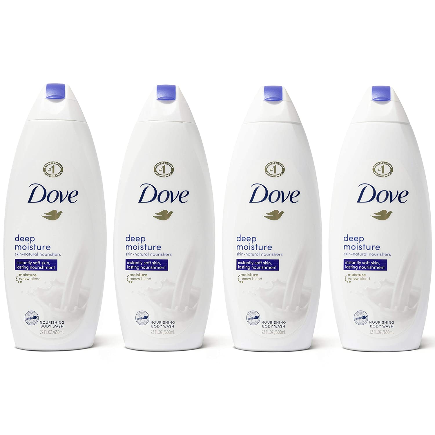 Dove Body Wash with Skin Natural Nourishers for Instantly Soft Skin and Lasting Nourishment Deep Moisture Sulfate Free 22 Oz, 4 Count