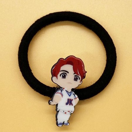 2Pcs Cartoon New Kpop Bts Pop up Store [ House of Bts ] Elastic Hair Rubber Bands Accessories Tie Hair Ring Ponytail Holder