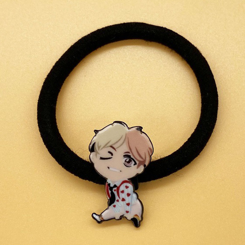 2Pcs Cartoon New Kpop Bts Pop up Store [ House of Bts ] Elastic Hair Rubber Bands Accessories Tie Hair Ring Ponytail Holder
