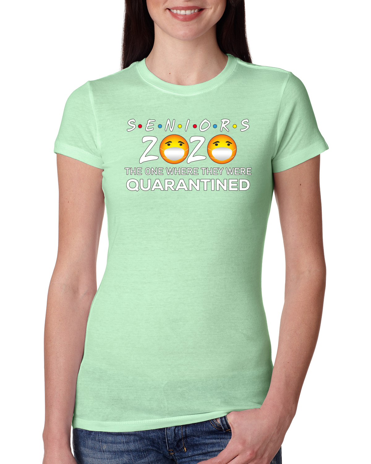 Seniors Class of 2020 the One When They Were Graduation Gift Womens Junior Fit Tee, Mint, Large