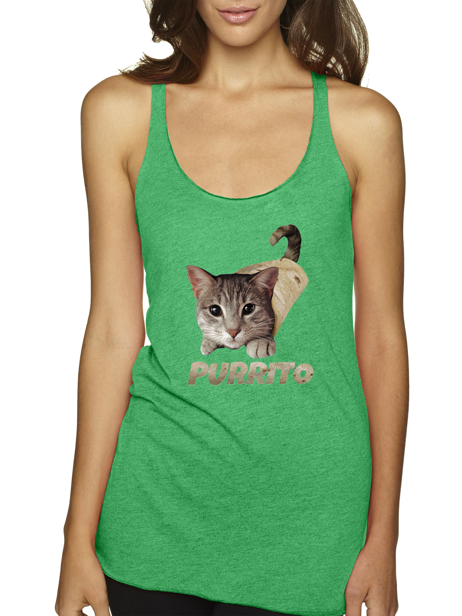 Trendy USA 1507 - Women's Tank-Top Purrito Burrito Kitty Cat Lovers Taco Spicy Funny XS Envy