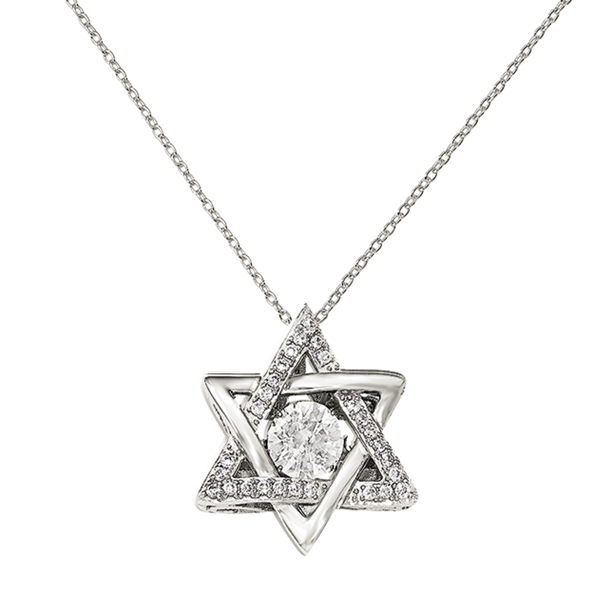 Sterling Silver Star of David Pend W/18  Chn