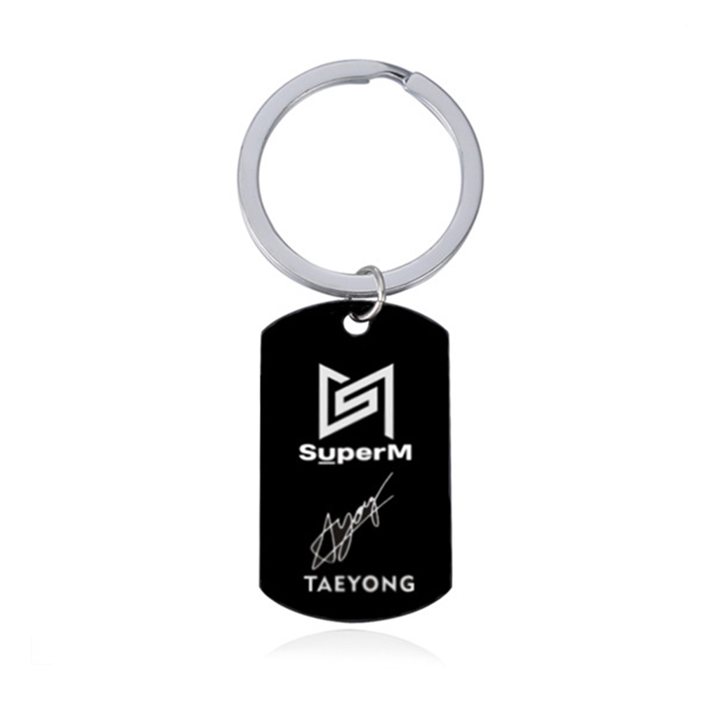 K Pop Super M Key Chain Taemin Baekhyun Taeyong Ten Kai Mark Lucas Tag Key Ring Pendant Small Exquisite(a: Ten)