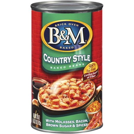 (6 Pack) B&M Country Style Molasses, Bacon Brown Sugar & Spices Baked Beans, 28 Oz