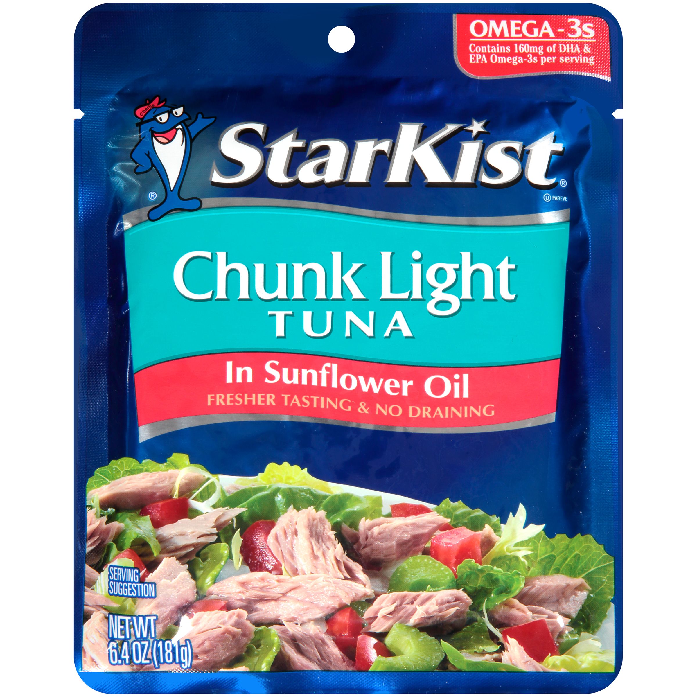 (3 Pack) StarKist Chunk Light Tuna in Sunflower Oil, 6.4 Oz Pouch