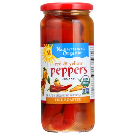 (12 Pack) Mediterranean Organic Peppers, Red & Yellow, Roasted, 16 Oz.