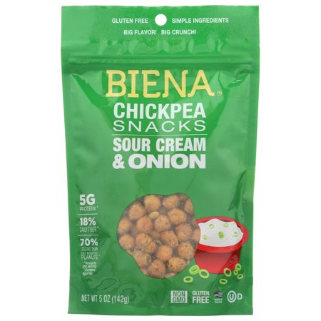 (8 Pack) Biena Chickpeas Snacks, Sour Cream & Onion, 5 Oz. Bag