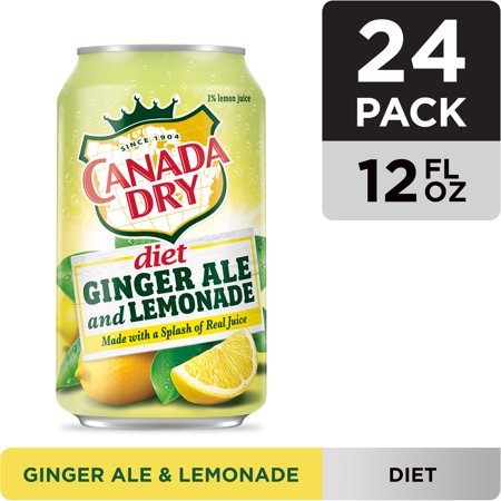 (2 Pack) Canada Dry Zero Sugar Ginger Ale and Lemonade Soda, 12 Fl Oz Cans, 12 Pack