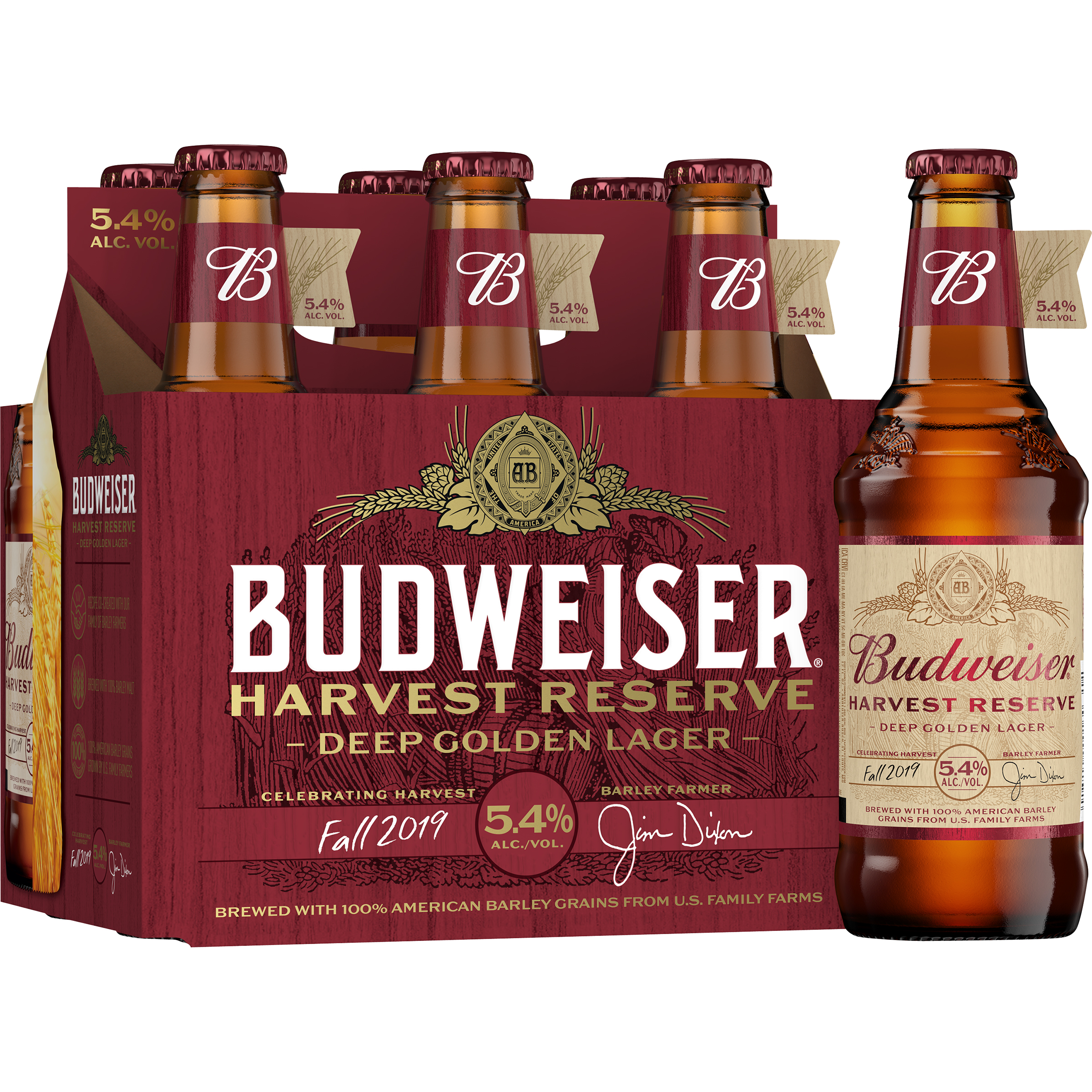Budweiser Harvest Reserve Deep Golden Lager, 6 Pack 12 Fl. Oz. Bottles, 5.4% ABV