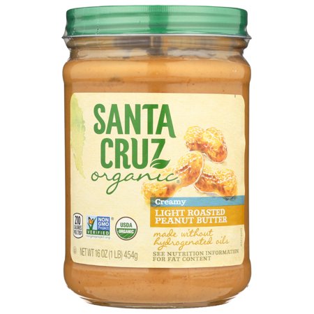 (6 Pack) Santa Cruz Organic Organic Peanut Butter - Light Roast Creamy , 16 OZ