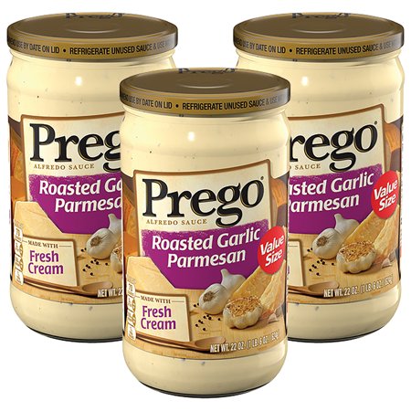 (3 Pack) Prego Alfredo Sauce, Roasted Garlic Parmesan, 22 Oz. Jar