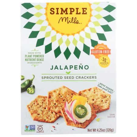 (6 Pack) Simple Mills Jalapeno Sprouted Seed Crackers, 4.25 Oz.