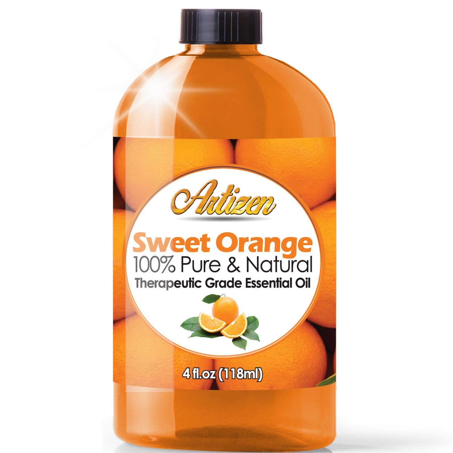 Artizen Sweet Orange Essential Oil (100% PURE& NATURAL - UNDILUTED) Therapeutic Grade - Huge 4oz Bottle - Perfect for Aromatherapy, Relaxation, Skin T