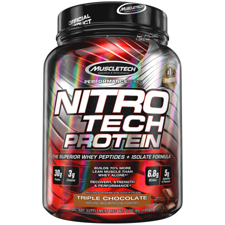 (2 Pack) NitroTech Protein Powder Plus Muscle Builder, 100% Whey Protein with Whey Isolate, Milk Chocolate, 15 Servings (1.5 Lbs)