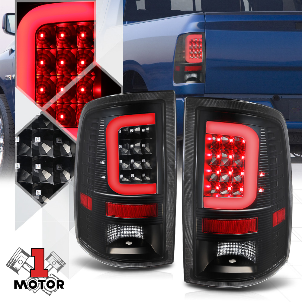 Black/Clear*TRON LED BAR*3D Red-C Neon Tail Light Brake Lamp for 09-17 Dodge Ram 10 11 12 13 14 15 16 Fits Select: 2013-2017 RAM 1500  2009-2012 DODGE