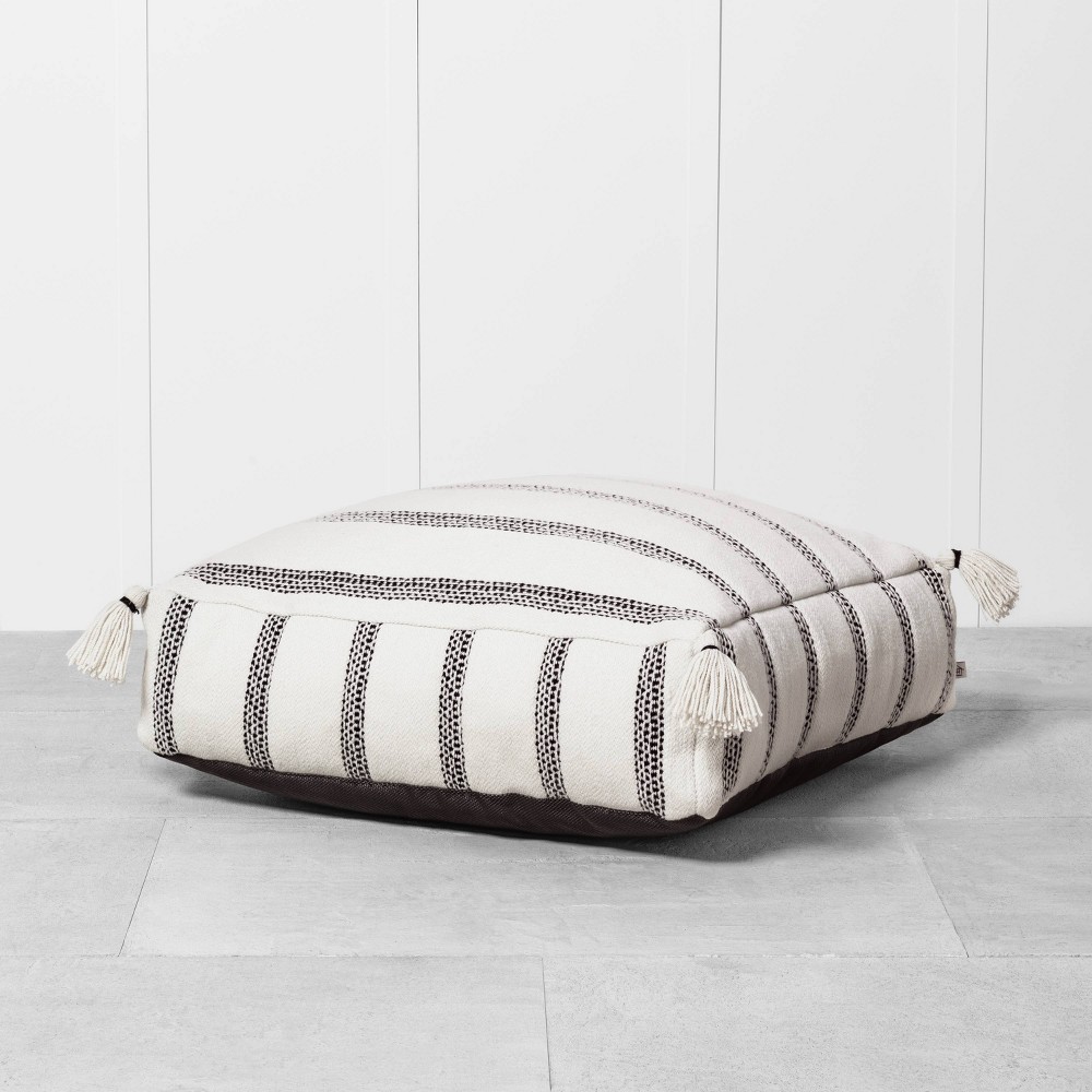 Outdoor Floor Cushion Black / White - Hearth & Hand with Magnolia