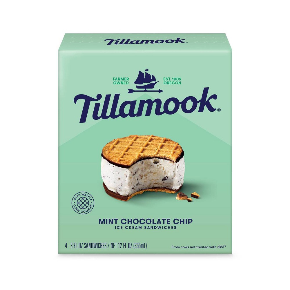 Tillamook Mint Chocolate Chip Ice Cream Sandwich - 4ct/12oz