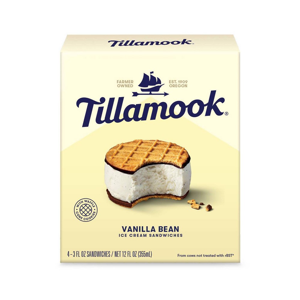 Tillamook Vanilla Bean Ice Cream Sandwich - 4ct/12oz