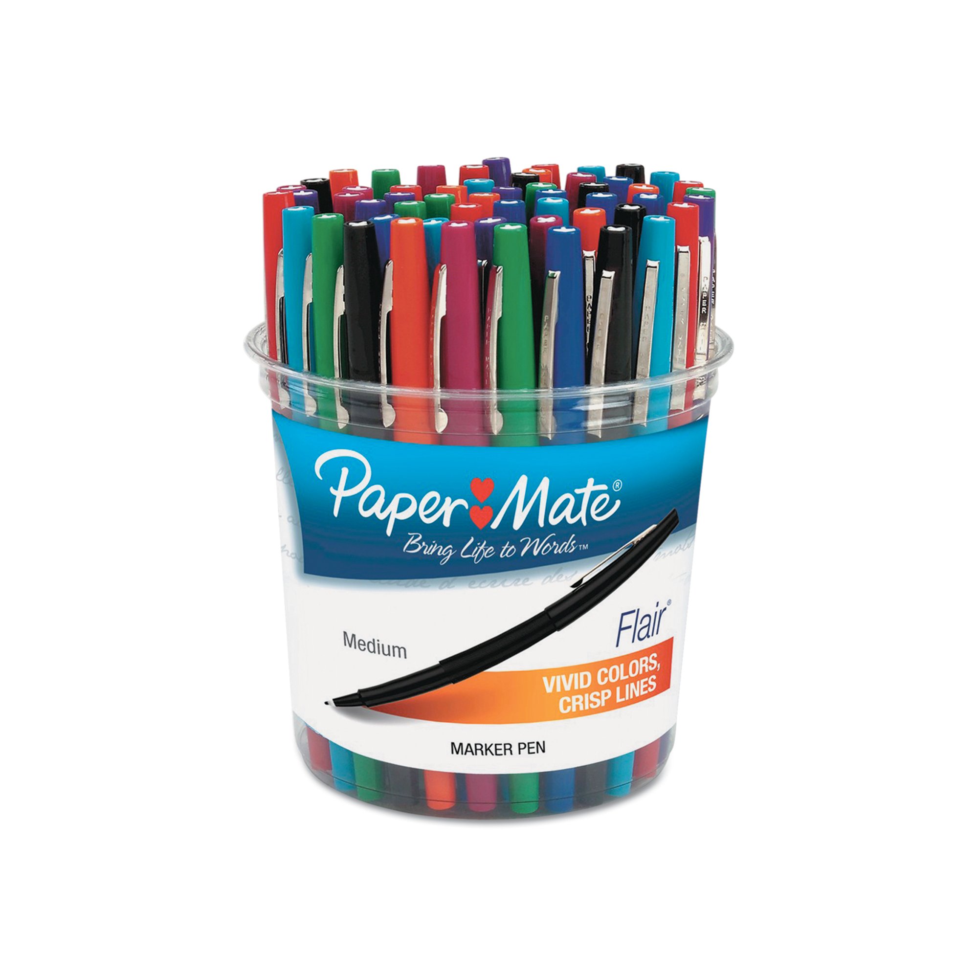 Branded the Paper Mate Flair Felt Tip Marker Pen, Assorted Ink, Medium 48 Pens/Set Pack of 1