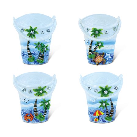 Puzzled Beach Bucket Refrigerator Blue Sand Magnet - Beach Theme - Set of 4 - Unique Affordable Gift and Souvenir - Item #7668