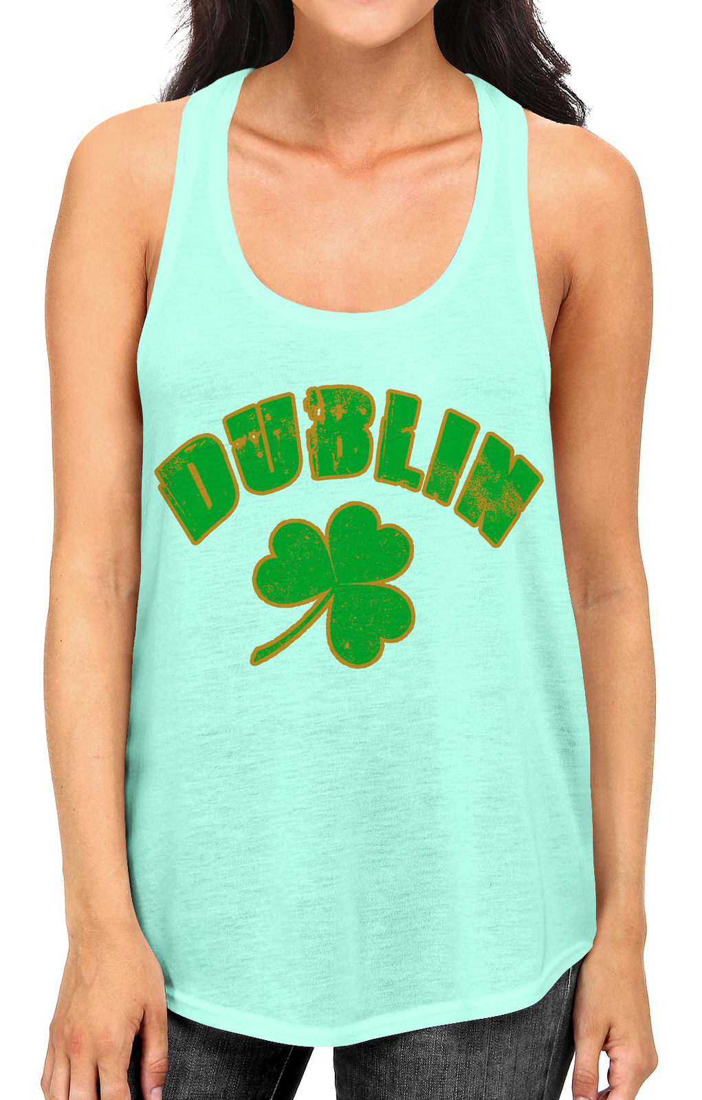 Junior S Dublin Shamrock B1651 PLY Mint Racerback Tank Top X-Large Mint