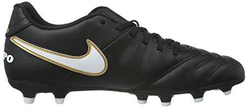 Nike TIEMPO RIO III FG Mens Black White Gold Athletic Outdoor Soccer Cleats (Medium,10,Black/White/Gold) thumbnail