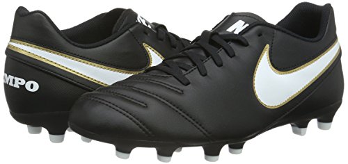 Nike TIEMPO RIO III FG Mens Black White Gold Athletic Outdoor Soccer Cleats (Medium,10,Black/White/Gold) thumbnail