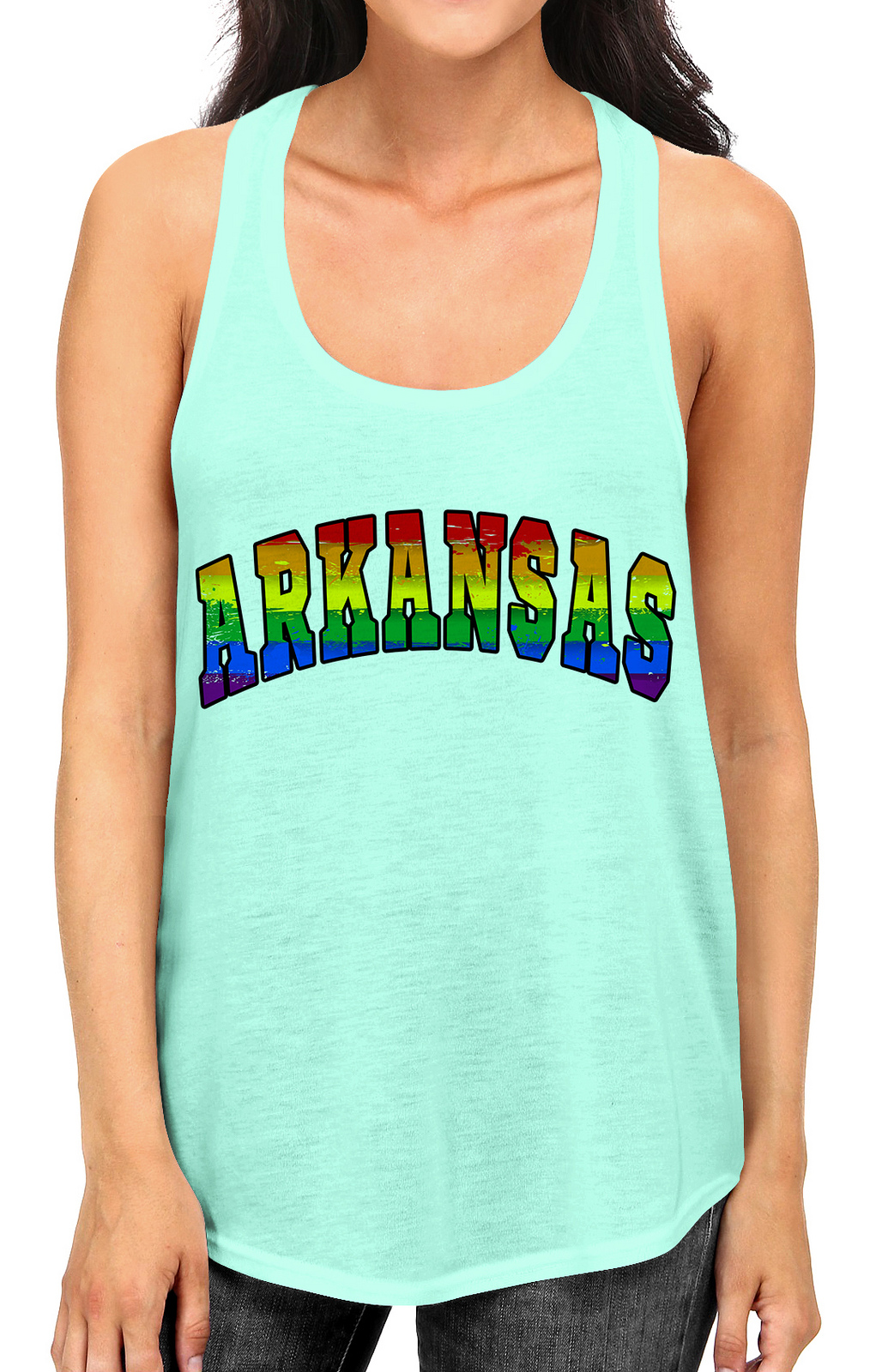 Junior S Arkansas Rainbow Pride B1590 PLY Mint Racerback Tank Top X-Large Mint