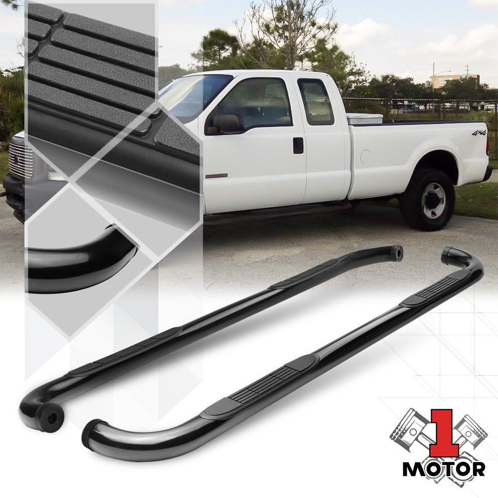 Black 3  Side Step Nerf Bar for 99-16 Ford F250 F350 F450 F550 SD Extended Cab 00 01 02 03 04 05 06 07 08 09 10 11 12 13 14 15