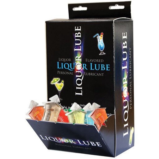 Bundle Package of Liquor Lube- 7 Asst Flavors 10ml (DP/50) and Swiss Navy Water Based Lubricant 5ml Foil