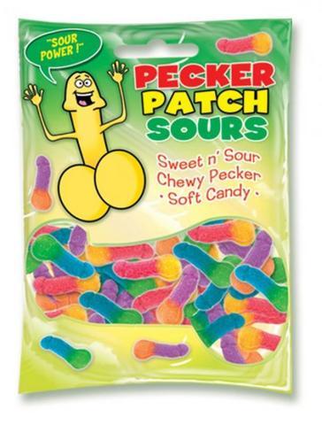 Gift Set of Pecker Patch Sour Gummies Eaches and One Package of Trojan Fire and Ice 3 Condoms Total in Package