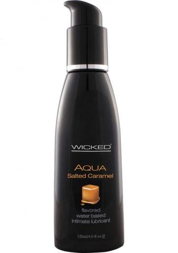 Gift Set of Wicked Aqua Flavored Water Based Lubricant Salted Caramel 4 Ounce and a Bottle of Astroglide 2.5 Oz - All