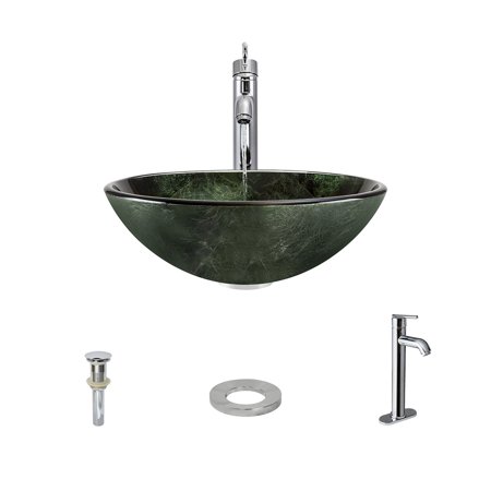 MR Direct 629 Vessel Sink Ensemble with a Chrome Finish 718 Faucet  Pop-up Drain  and Sink Ring.