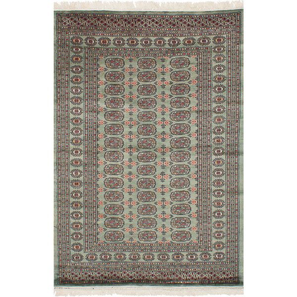 ECarpetGallery Hand-Knotted Finest Peshawar Bokhara Green  Wool Rug (4'3 X 6'8)