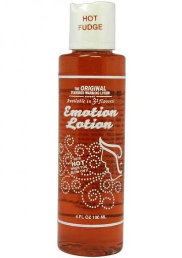 Gift Set of Emotion Lotion Flavored Water Based Warming Lotion Hot Fudge 4 Ounce and a Bottle of Astroglide 2.5 Oz - All