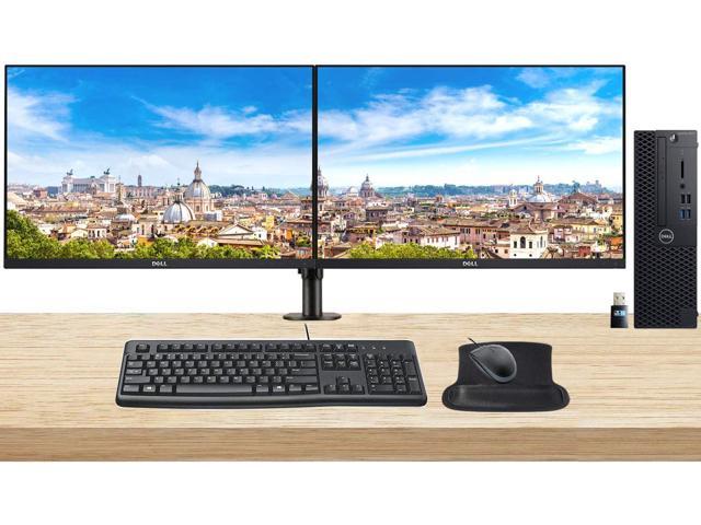 Dell 3070 SFF Desktop Bundle with 2 X 24 Inch U2415 Monitors with Desk Mount Stands, Mouse, Gel Mousepad, WiFi, Intel Core I5-9500, 16GB DDR4.