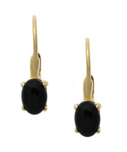 Glitzy Rocks 18k Gold Over Sterling Silver Oval Onyx Earrings (18k/SS Oval Onyx Leverback Earrings)