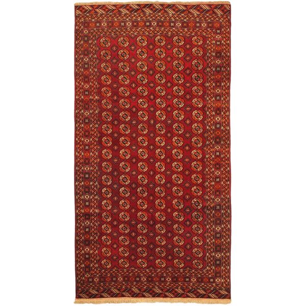 ECarpetGallery Shiravan Bokhara Hand-knotted Red Wool Rug (7'0 X 13'4)