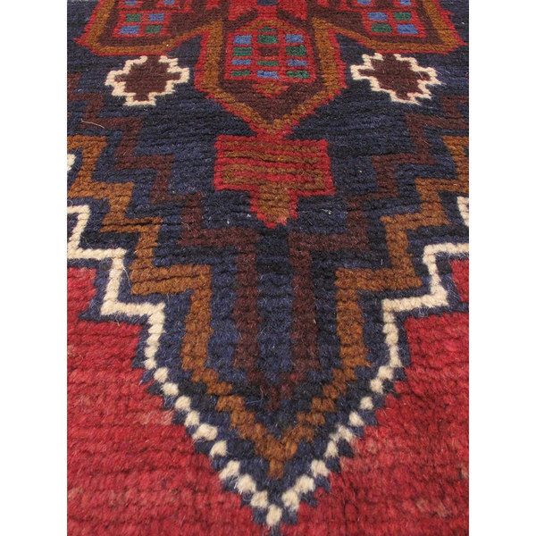 ECarpetGallery Dark-blue/Red Wool Hand-knotted Kazak Rug (3'2 X 6'3)