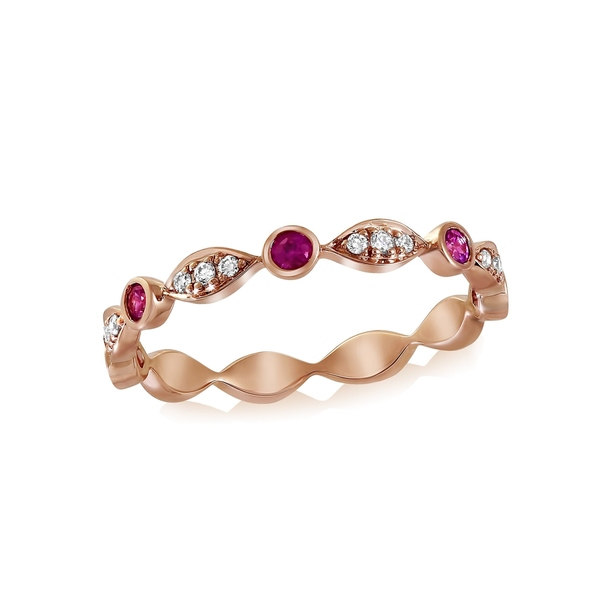 10K Rose Gold Pink Sapphire and Diamonds Band Ring by Beverly Hills Charm (7)