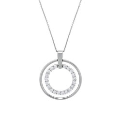 Icz Stonez Sterling Silver CZ Double Circle Necklace